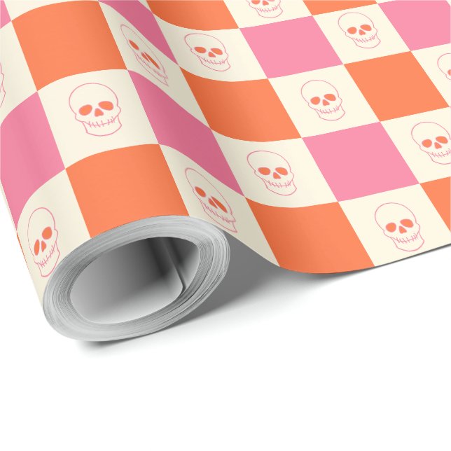 Döskallar i Rosa, Orange och kream Presentpapper (Rulle Hörn)