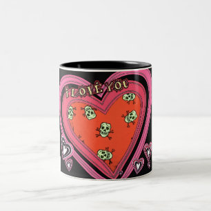 Döskallar-ikärlekDu-Hjärta-Design-Mugg Två-Tonad Mugg