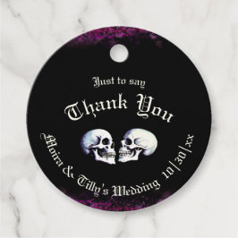 Döskallar Lila Gothic Wedding Favor Gåvor Etiketter
