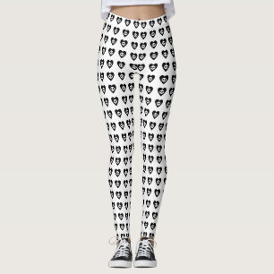 Döskallar med Black Hearts Mönster Halloween Leggings
