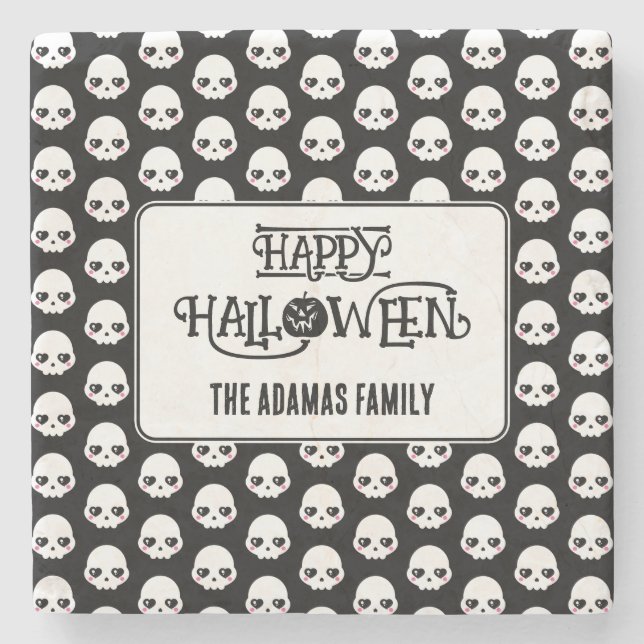 Döskallar med efternamn för Creepy Cute Stenunderlägg (Framsidan)