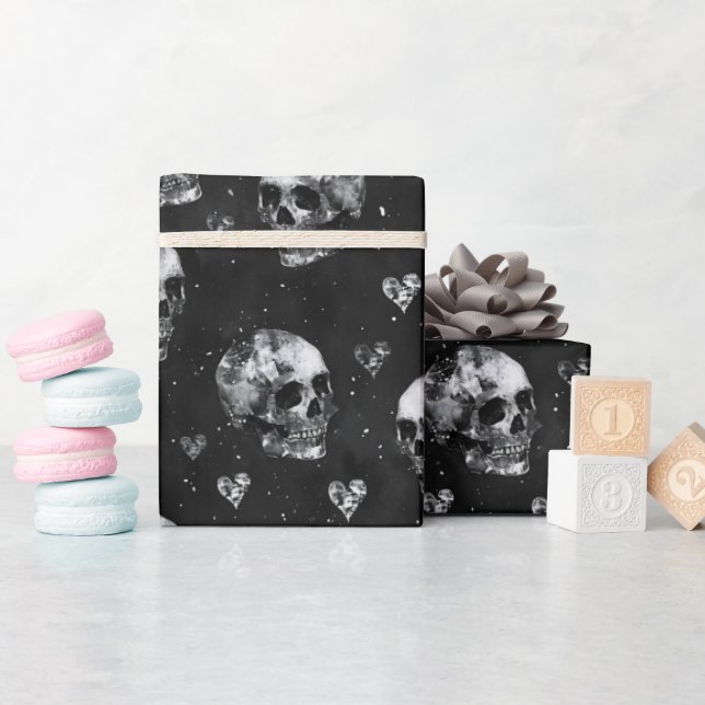 Döskallar med gotin Occult med Hearts Presentpapper (Baby Shower)