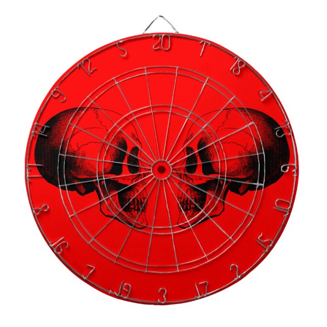 Döskallar Metall Cage Red Dartboard Piltavla (Framsidan)