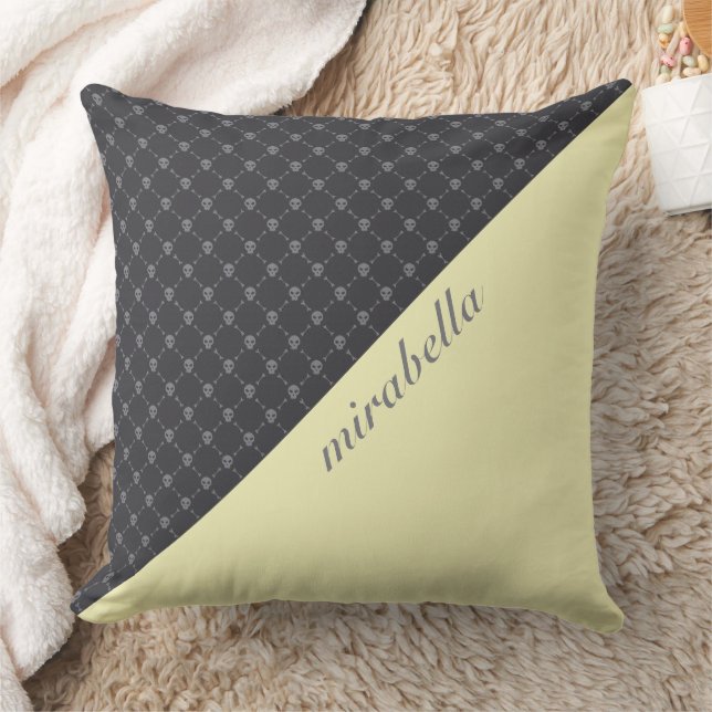 Döskallar Mönster Monogrammed Dekorativ kudde (Filt)