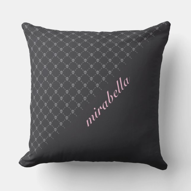 Döskallar Mönster Monogrammed Dekorativ kudde (Framsida)