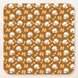 Döskallar och ben Halloween mönster Tanktop Underlägg Papper Kvadrat