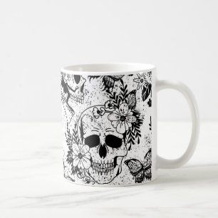 Döskallar och Blommigt Svarta havet och Kaffe Mugg