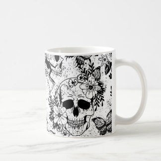 Döskallar och Blommigt Svarta havet och Kaffe Mugg