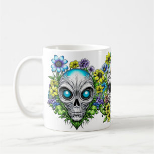 Döskallar och blommor av utomjordisk Alien Kaffemugg