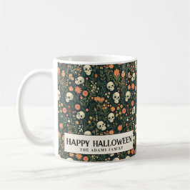 Döskallar och blommor Grönt Halloween Kaffemugg