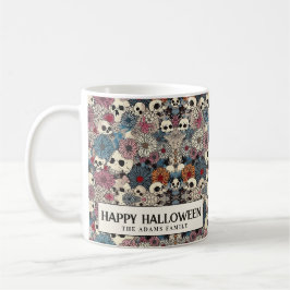 Döskallar och blommor Halloween Kaffemugg