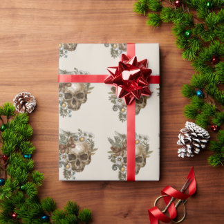 Döskallar och blommor presentpapper