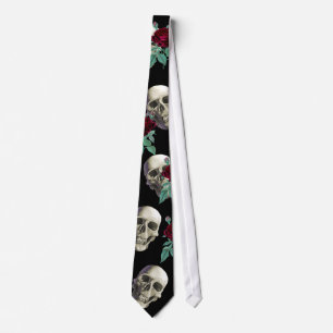 Döskallar och blommor slips