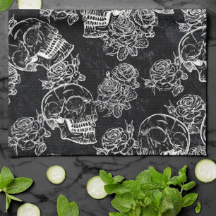 Döskallar och Chalk Ro   Gothic Glam Funky Grunge Kökshandduk