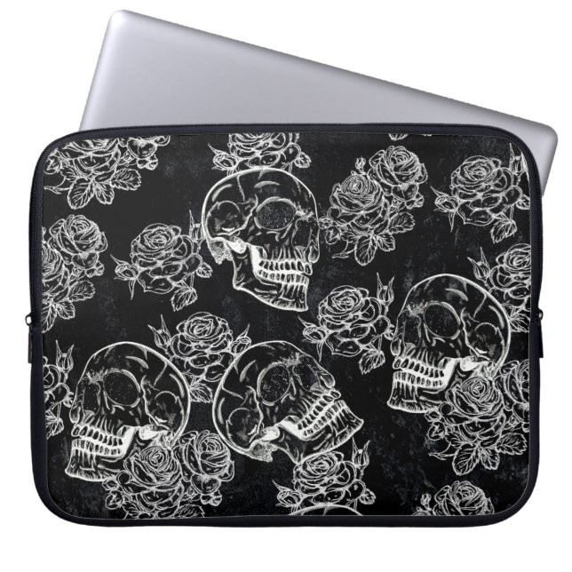 Döskallar och Chalk Ro | Gothic Glam Funky Grunge Laptop Fodral (Framsidan)