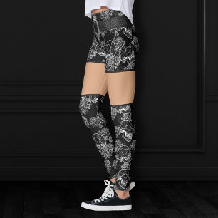 Döskallar och Chalk Ro   Gothic Glam Funky Grunge Leggings