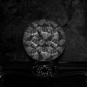 Döskallar och Chalk Ro Gothic Glam Funky Grunge Rund Klocka