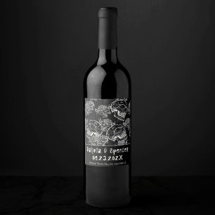 Döskallar och Chalk Ro Gothic Glam Tack Vinflaska Etikett