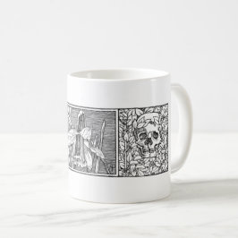 Döskallar och Daffodils Macabre Art Kaffemugg