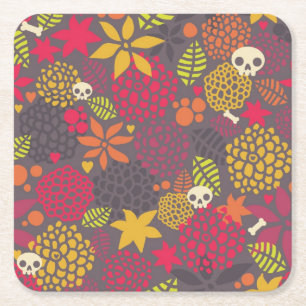 Döskallar och flowers. underlägg papper kvadrat