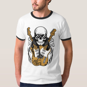 Döskallar och gitarrer i rock and roll t shirt