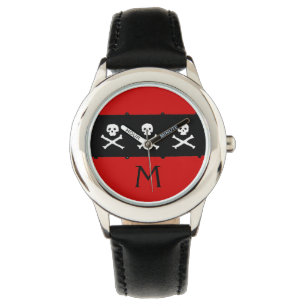 DÖSKALLAR OCH GRÖDADE BONER RED BLACK PIRAT FLAGGA ARMBANDSUR