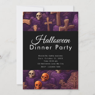 Döskallar och Kor Cemetery Halloween Middag Party Inbjudningar