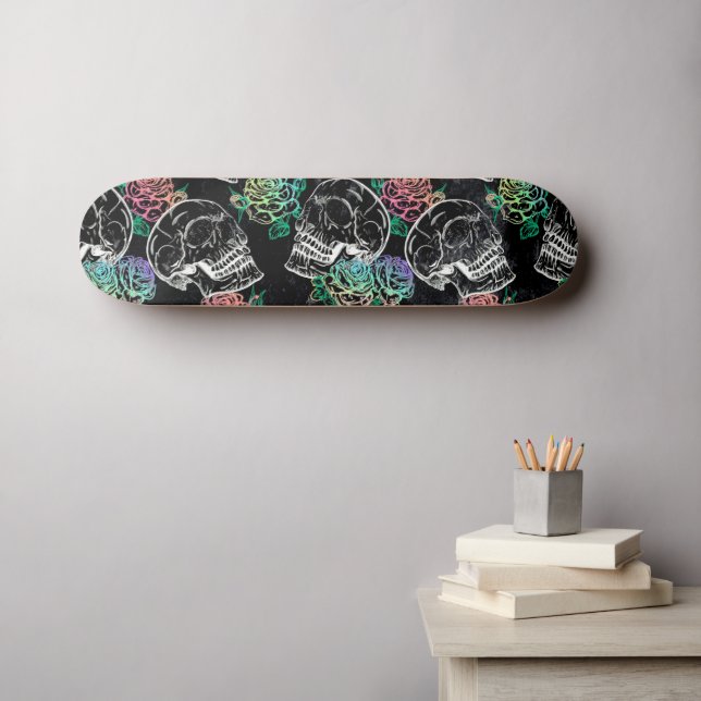 Döskallar och Ombre Ro | Gotham Glam Pastel Grunge Mini Skateboard Bräda 18,5 Cm (Väggkonst (Horz))