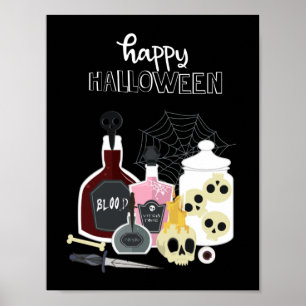 Döskallar och positioneringar i Happy halloween Poster