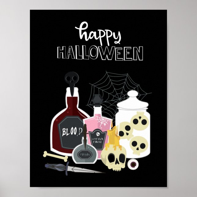 Döskallar och positioneringar i Happy halloween Poster (Framsidan)