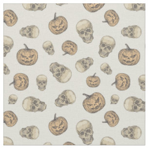 Döskallar och Pumpkins Halloween Mönster Tyg