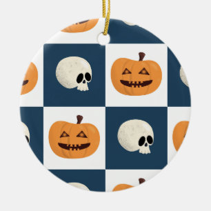 Döskallar och pumpkontroller julgransprydnad keramik