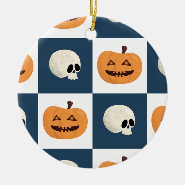 Döskallar och pumpkontroller julgransprydnad keramik (Framsidan)
