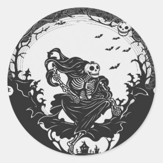 Döskallar och pumpor: Perfekten Halloween Duo Runt Klistermärke