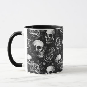 Döskallar och Ro Black Halloween Mugg