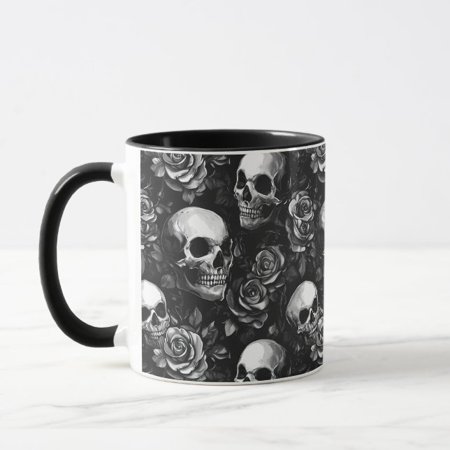 Döskallar och Ro Black Halloween Mugg (Vänster)