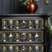 Döskallar och Ro Blue Blommigt Gothic