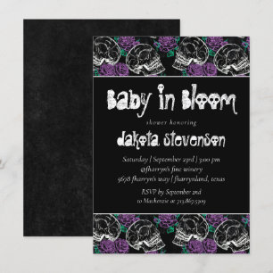 Döskallar och Röd ros Modern Goth Baby i Bloom I Inbjudningar