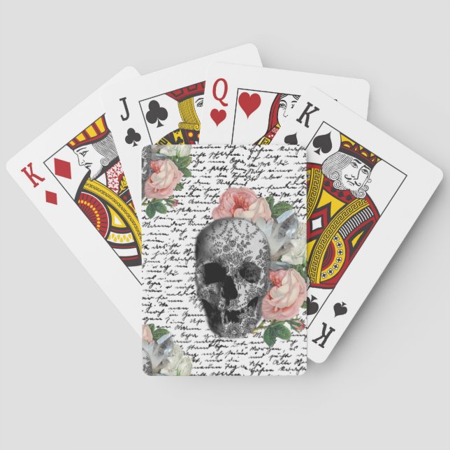 Döskallar och Rosa ros Casinokort (Baksidan)