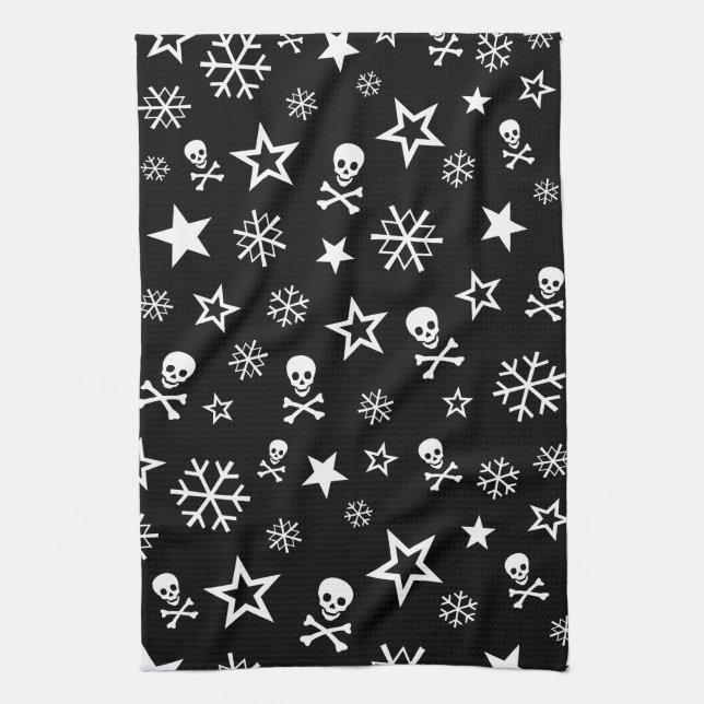 Döskallar och Snöflingor Towel Kökshandduk (Vertikal)