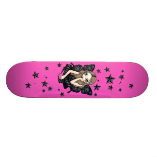 Döskallar och Stars rosa gothic Skateboard Bräda 21,5 Cm