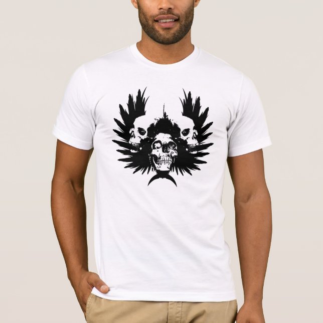 Döskallar och vinge - svart tee shirt (Framsida)