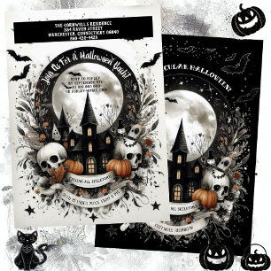 Döskallar Pumpkin Haunted House Halloween Bash Got Inbjudningar