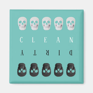 Döskallar Ren smutsig Grönt Dishwasher Magnet