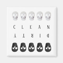 Döskallar Ren smutsig svart och vit bläckmaskin Magnet