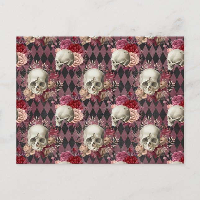 Döskallar Ro och Rosa Lila Kontrollerad Vykort (Framsida)