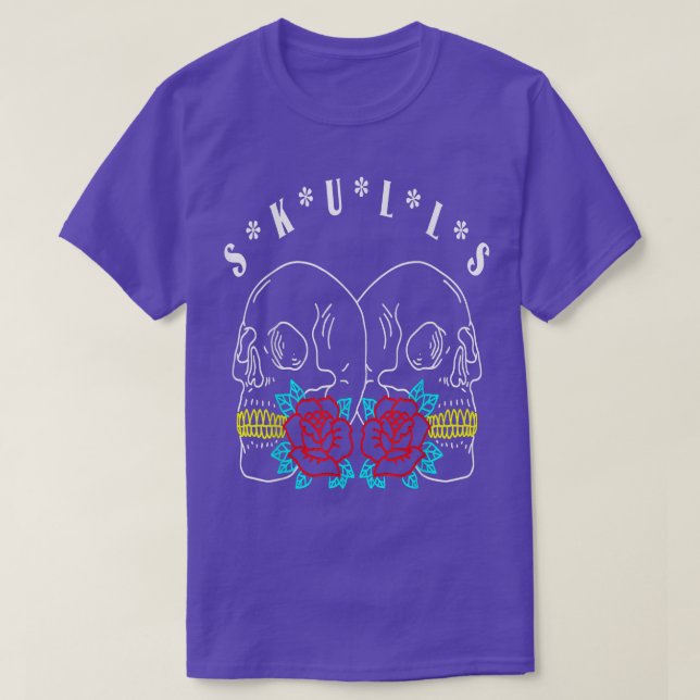 Döskallar Skulleton Bones Flowers T-Shirt (Design framsida)
