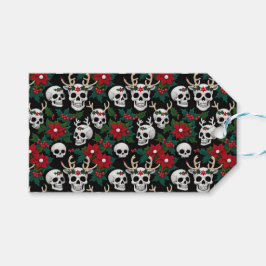 Döskallar vid Crochet-jul med Poinsettias Presentetikett