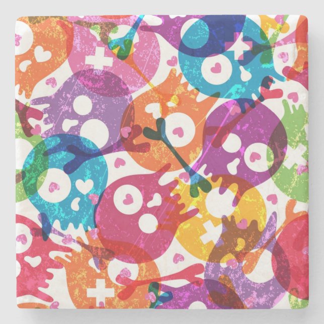 Döskallarmönster 3 stenunderlägg (Framsidan)