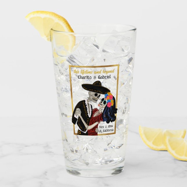 Döskallarna Charro och Catrina Sugar Dancing Glaskopp (Framsida Ice)